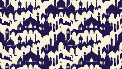 Islamic Cityscape Pattern Design for Cultural Decor & Fabric Printing