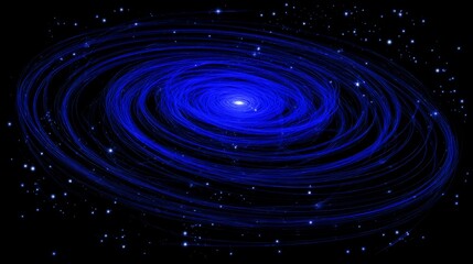 Obraz premium Illustration of a glowing blue galactic spiral against a backdrop of deep black space