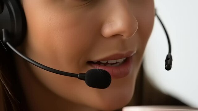 Woman wearing headset and speaking.