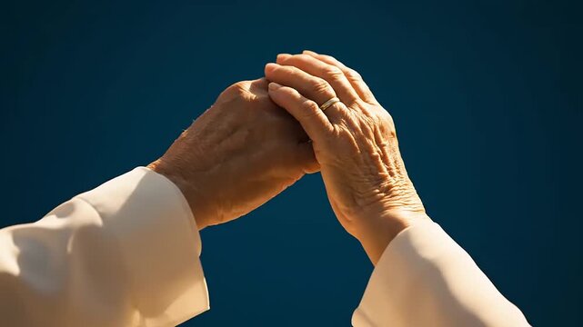 Hands Clasped Together in Unity Gesture.