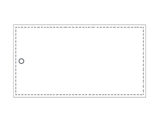 Simple rectangular shape with a dashed border, single small circle to the left