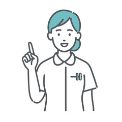 Fototapeta premium 人差し指を立てて説明をする女性看護師のイラスト（ポイント・注目）