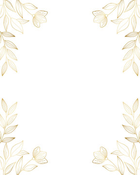 Luxury gold botanical corner frame template.