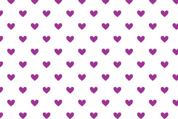 Purple heart vector seamless pattern on white background for Valentine's Day, wedding, love, romantic design