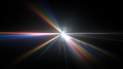 Prismatic Beam of Light: A radiant burst of multicolored light, splitting into a spectrum of colors, emanating from a single point, revealing the beauty of light itself.