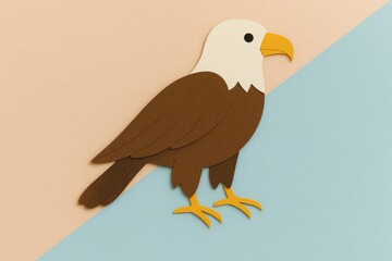 Paper cut bald eagle illustration pastel