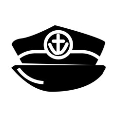 vector illustration of a navy marine cap symbol glyph icon vector
