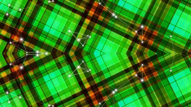 Vibrant Green Plaid Pattern with Lights.