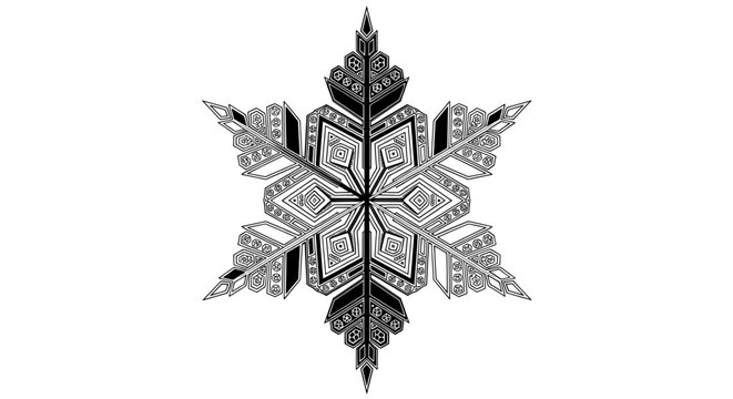Intricate symmetrical snowflake pattern with geometric star-like lines