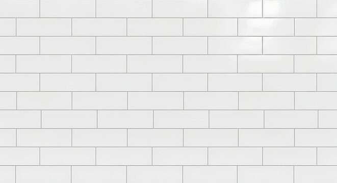 Seamless white ceramic brick tile texture featuring clean grout line for modern kitchen backsplash bathroom wall interior design minimalist subway pattern decorative masonry wallpaper surface