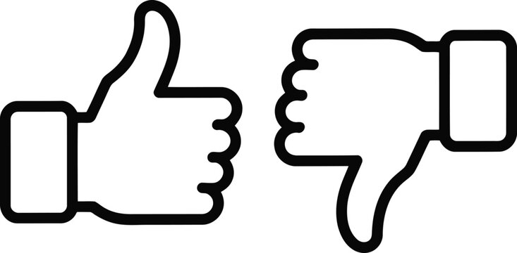 Standard outlined icons representing approval with a thumb up and disapproval with a thumb down