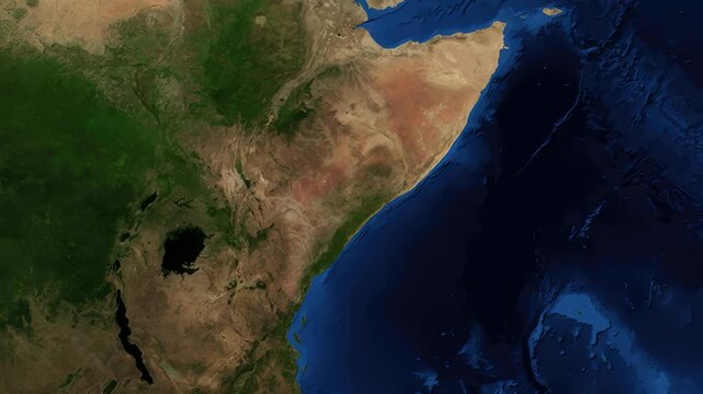 Satellite Zoom Animation From World Map To Mogadishu Somalia