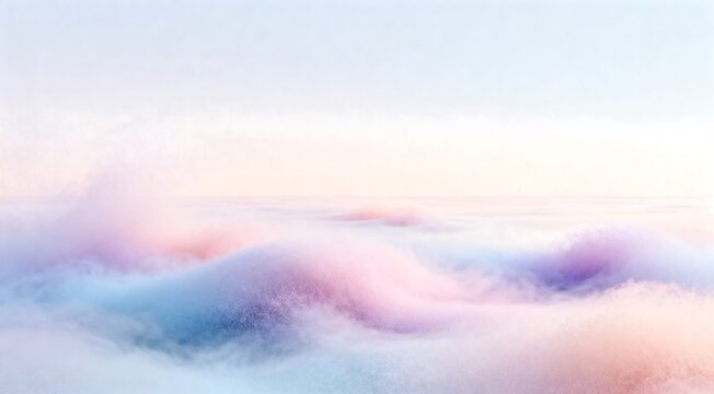 A dreamy landscape of rolling clouds at sunset