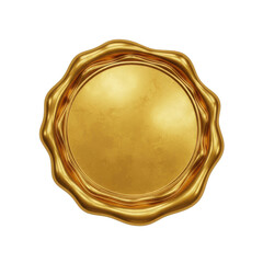 Gold wax seal blank round stamp, metallic on transparent background
