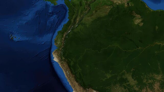 Satellite Map Zoom Animation From World View To Cuenca Ecuador