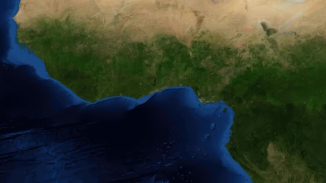 Satellite Zoom Animation From World Map To Lome Togo West Africa