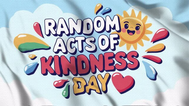 Animated video about Random Acts of Kindness Day  with a wavy flag style  suitable for campaigns. Motion graphics  seamless loop.