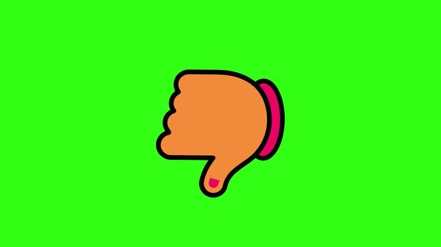 Thumbs down hand gesture animation on green screen 