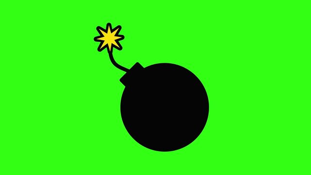 Bomb cartoon animation on green screen