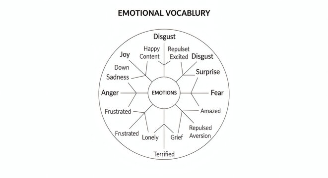 Emotional Vocabulary Chart with Various Feelings and Emotions