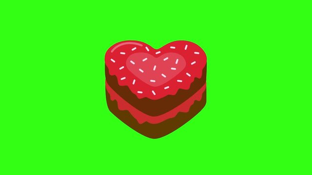 Love chocolate cake with meses topping animation 