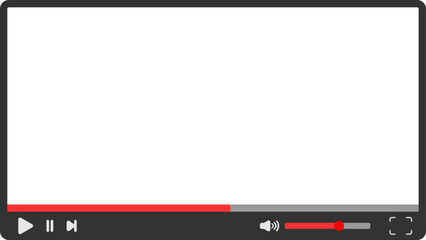 Multimedia video player with play pause fast forward volume and full screen buttons and clear background