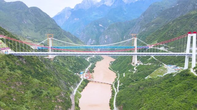 Aizhai Suspension Bridge Over Dehang River Gorge, China
