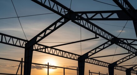 Industrial Structure at Sunset Silhouette.