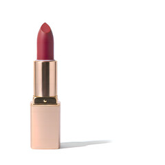 Realistic vegan lipstick standing upright, smooth creamy texture
