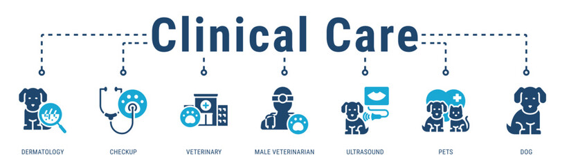 Clinical Care banner focusing on specialized veterinary treatments and professional diagnostics for pets