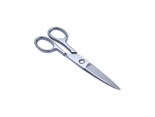 Obraz premium Shiny steel scissors with silver handles, a sleek cutting implement, isolated on a transparent background