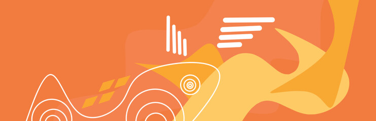 Abstract Orange Flow Background with Modern Shapes and Lines