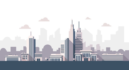 Obraz premium Modern City Skyline with Skyscrapers and Urban Landscape.