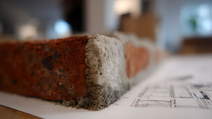 Brick with Mortar on Blueprint