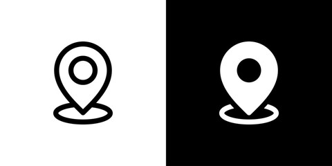 Pin icon concept with flat Black White Background. Vector illustration.