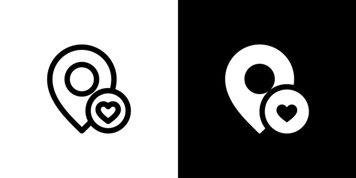 Favorite Location icon concept with flat Black White Background. Vector illustration.