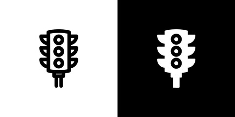 Traffic Light icon concept with flat Black White Background. Vector illustration. © Redemption_art