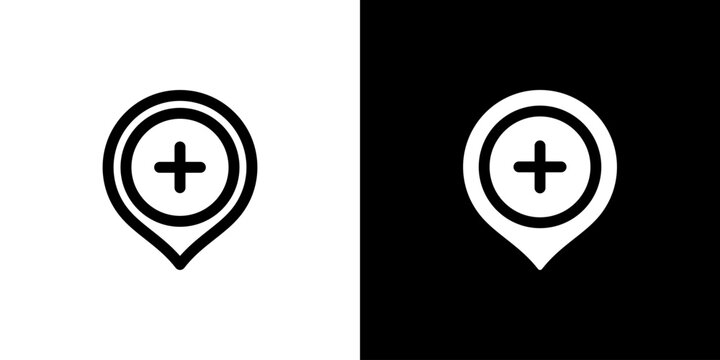 Add Location icon concept with flat Black White Background. Vector illustration.