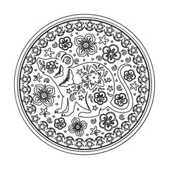 Floral Rat Mandala Coloring Page