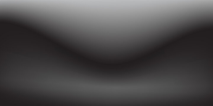 Black studio shelf background. Dark room scene surface. Limbo esthetic backdrop for poster, banner, display, mockup, presentation template, showcase, product design. Vector grey wallpaper