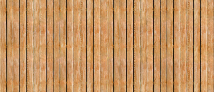 Wooden lath siding strips. Natural wood plank background. Vertical panelled wood slat wall.