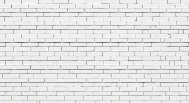 Pristine white brick wall surface with seamless repeating pattern, elegant architectural masonry backdrop, clean urban stone texture for modern interior design and digital art background.