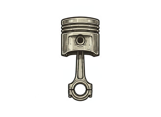 Detailed sketch of a single piston and connecting rod from an engine, symbolizing power, mechanics, and automotive parts.