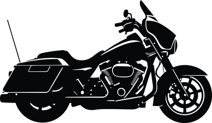 Naklejka premium Stylish Black Motorcycle Silhouette for Adventure and Travel Themes