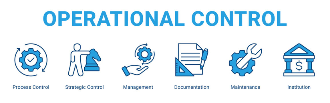 Operational Control web banner icon concept,  with Process Control, Strategic Control, Management, Documentation, Maintenance, Institu.