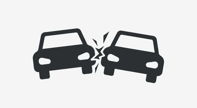 Car accident icon two vehicles colliding representing collision concept