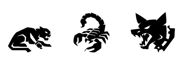 Aggressive Animal and Scorpion Silhouettes