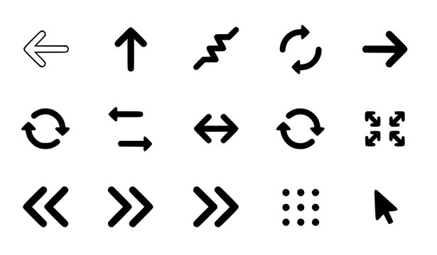  Minimal Black Arrow Icons Flat Silhouette Vector Pack