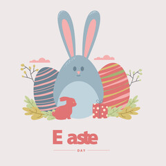 Easter day design with soft color decoration egg for media social feed