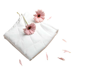 Fototapeta premium Soft, quilted fabric with delicate pink flowers